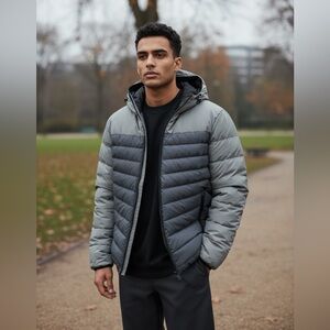 Men’s The Original BraveSoul London Two Tone Gray Reflective Puffer Jacket Sz M